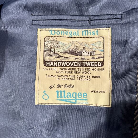 Donegal Mist Men's Sport Coat 42L Handwoven Cashmere Mohair Wool Herringbone - Picture 15 of 16